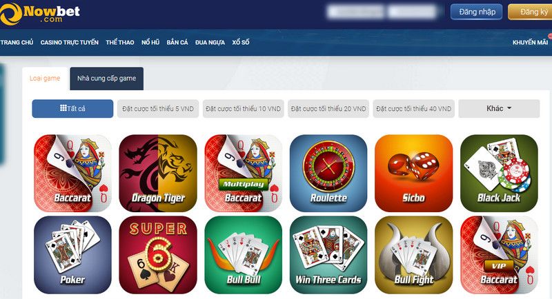 Làm giàu cùng casino Nowbet